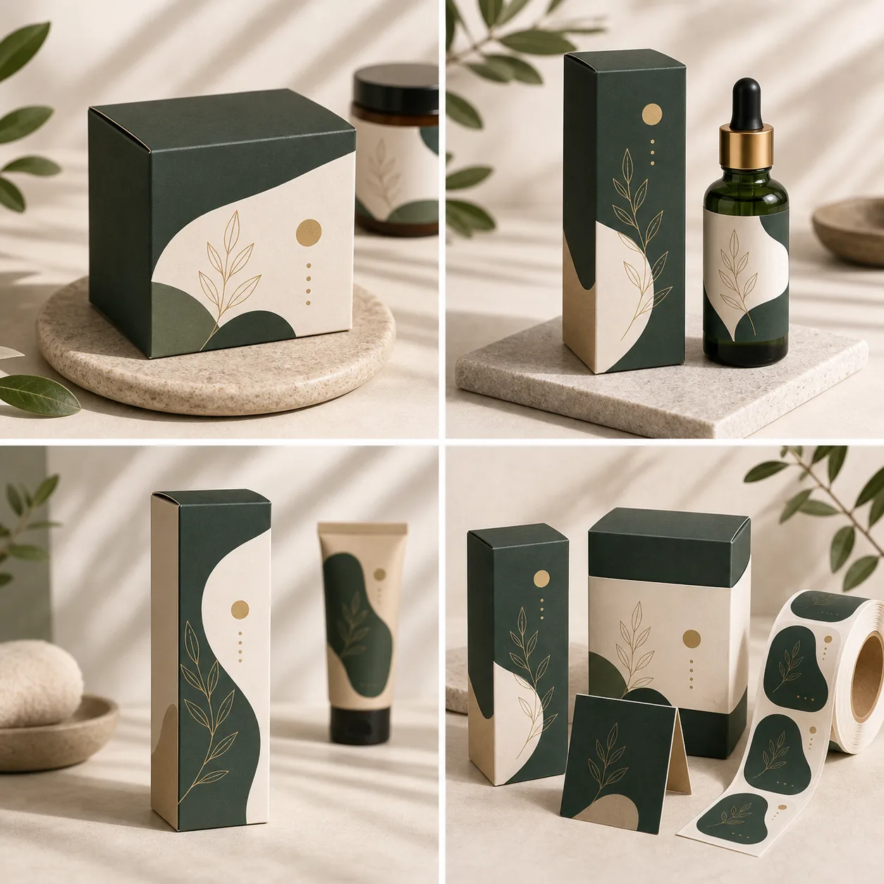 Cosmetic paper boxes and label packaging set