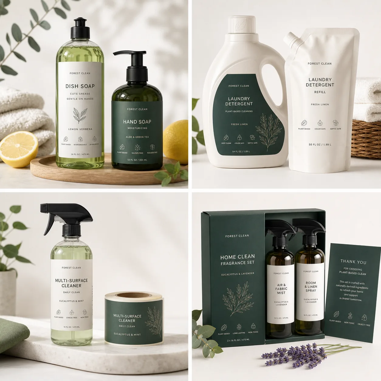 Home care cleaning product labels