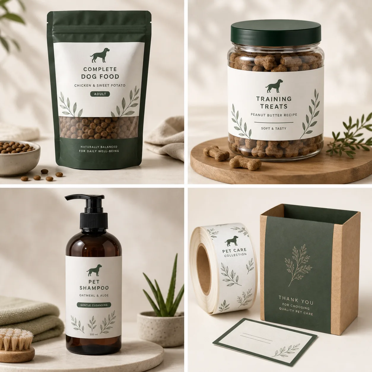 Pet product labels and packaging set