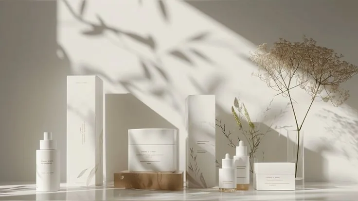 Beauty and skincare labels with cosmetic paper boxes