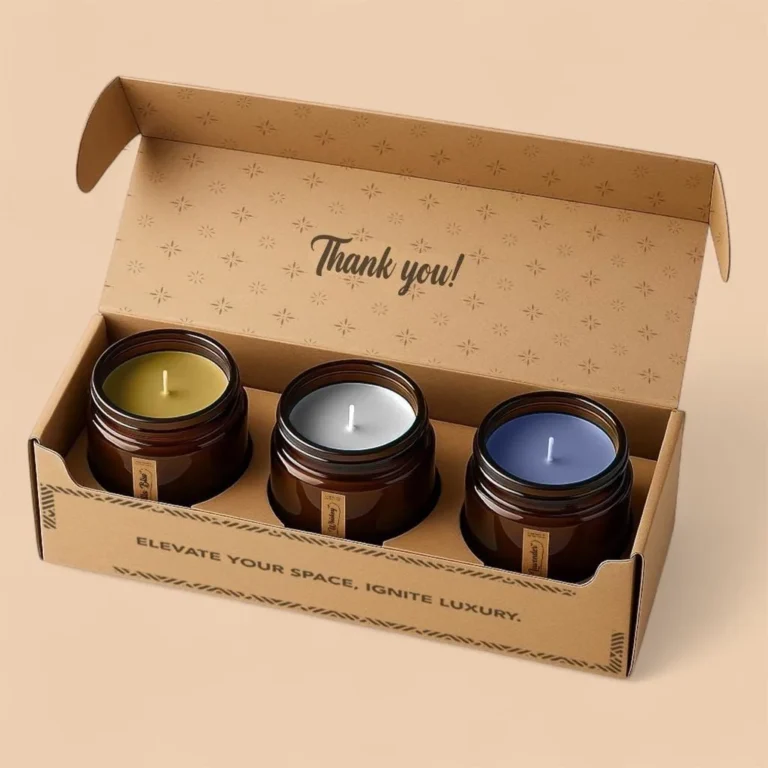 Candle set mailer box with kraft insert packaging