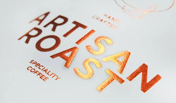 Metallic foil stamping finish on labels and paper packaging artwork