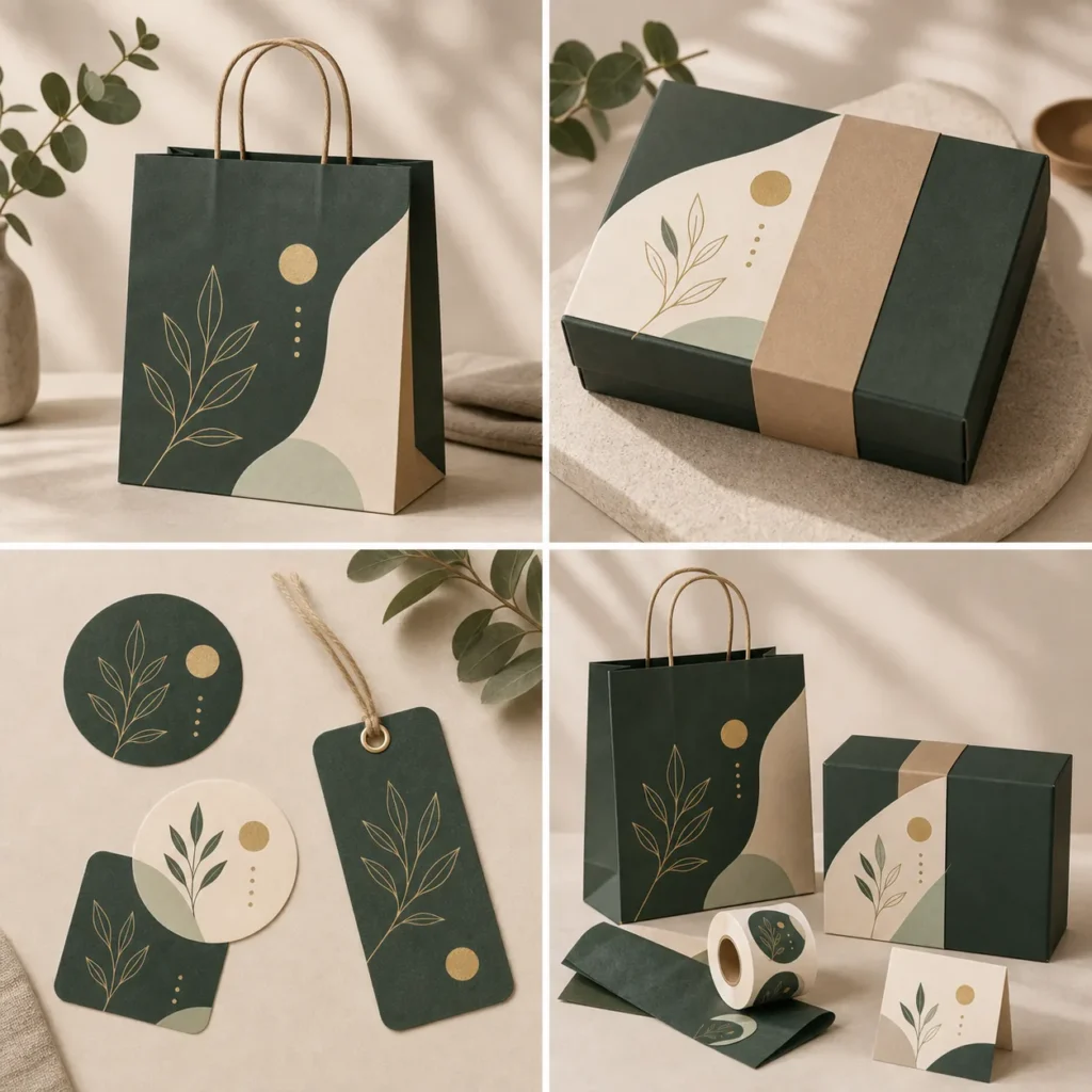Paper bags and gift packaging examples for production route review