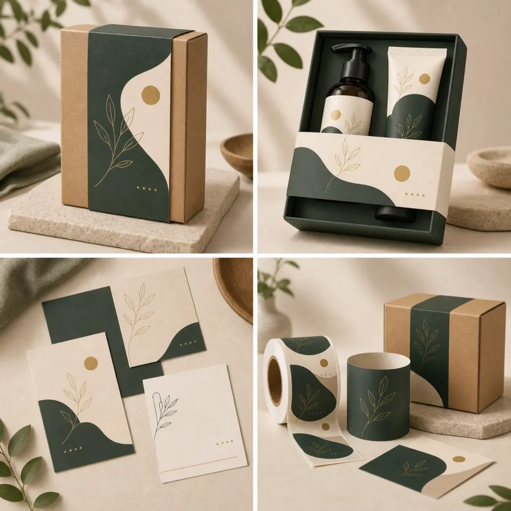 Paper sleeves and insert cards used for packaging production route review