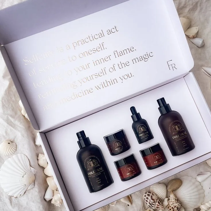 Custom beauty routine and launch set labels for coordinated skincare packaging
