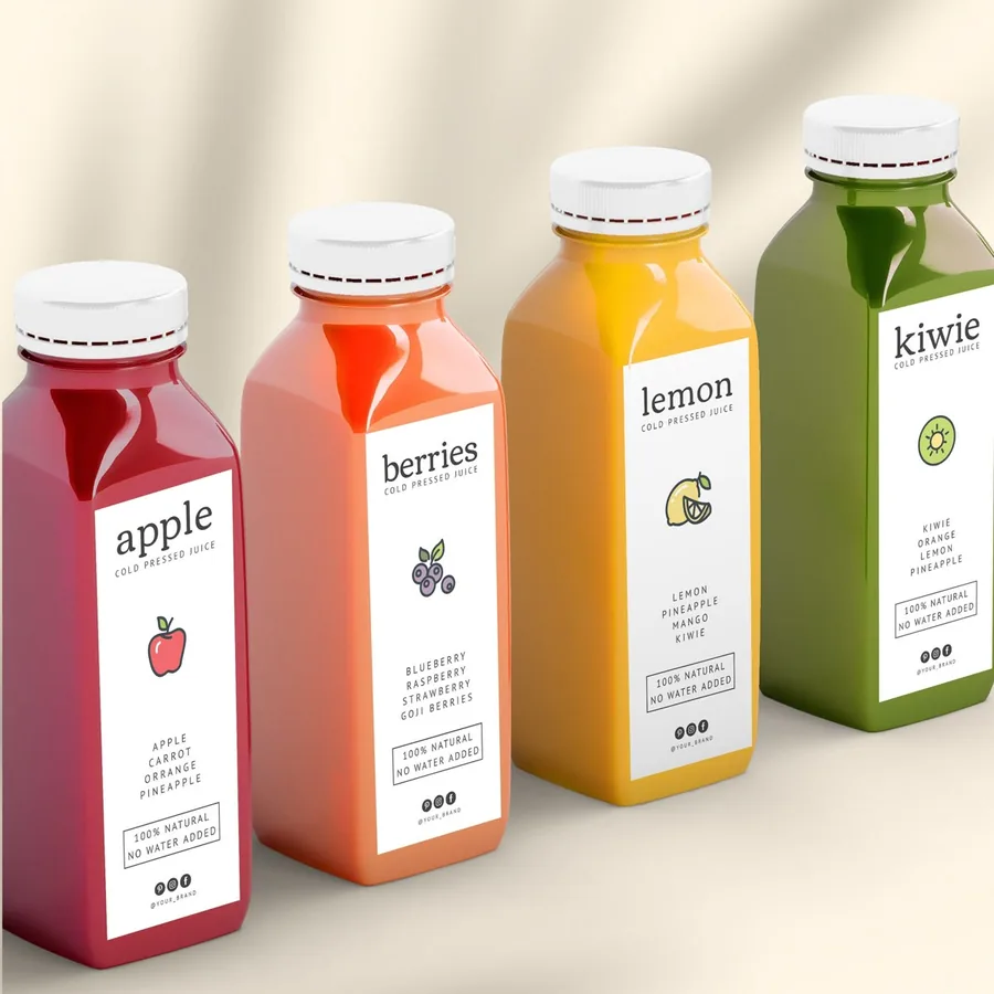 Custom bottled water and flavored water labels for repeat beverage product lines