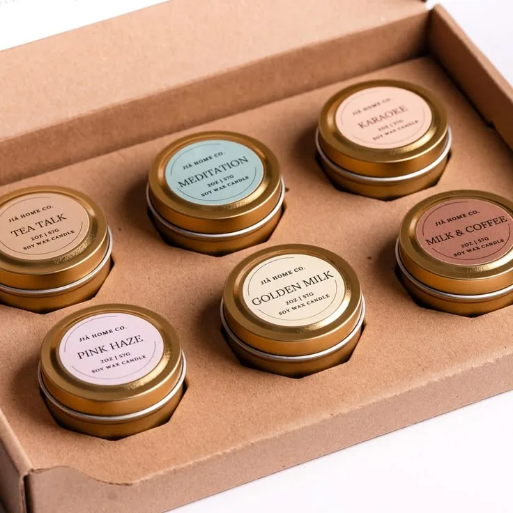 Custom candle jar and tin boxes for scented candle product lines