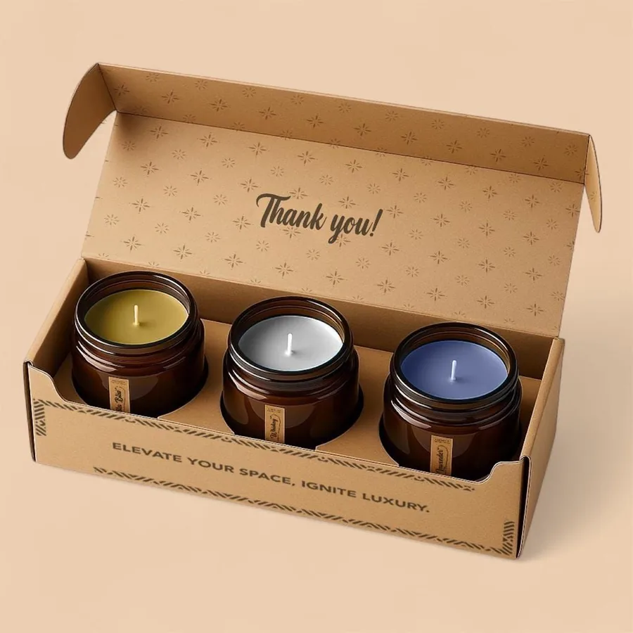 Custom candle retail and seasonal launch packaging with coordinated cartons