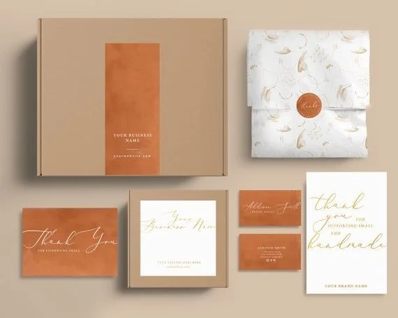 Custom gift and retail product labels with packaging cards and stickers