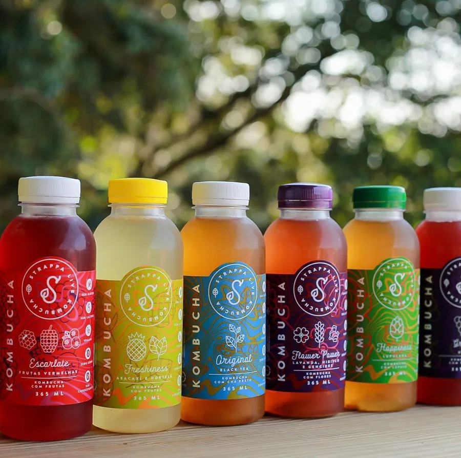 Custom juice tea and soft drink bottle labels for flavor and size variants