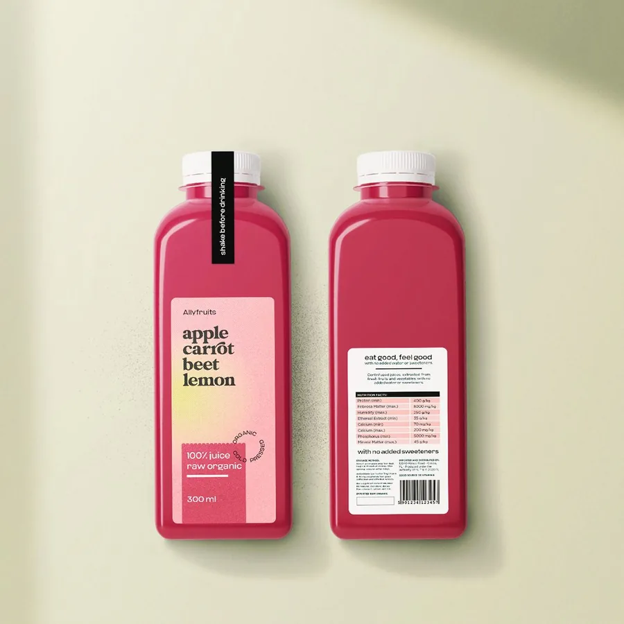 Custom ready-to-drink bottle labels with front and back product information