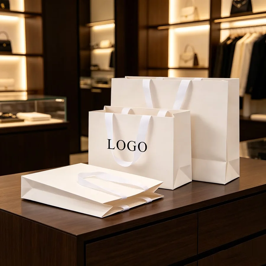 Custom retail and boutique paper bags for branded product lines