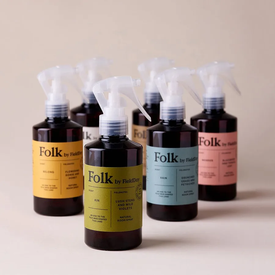Custom room spray and home fragrance bottle labels for scent product ranges
