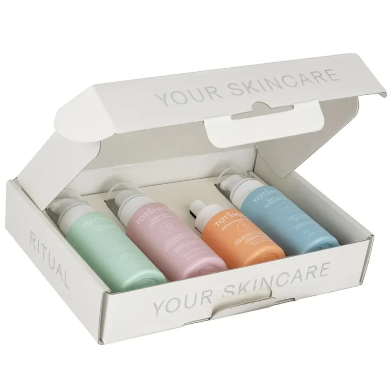 Custom skincare routine and product set boxes for multi-item cosmetic packaging