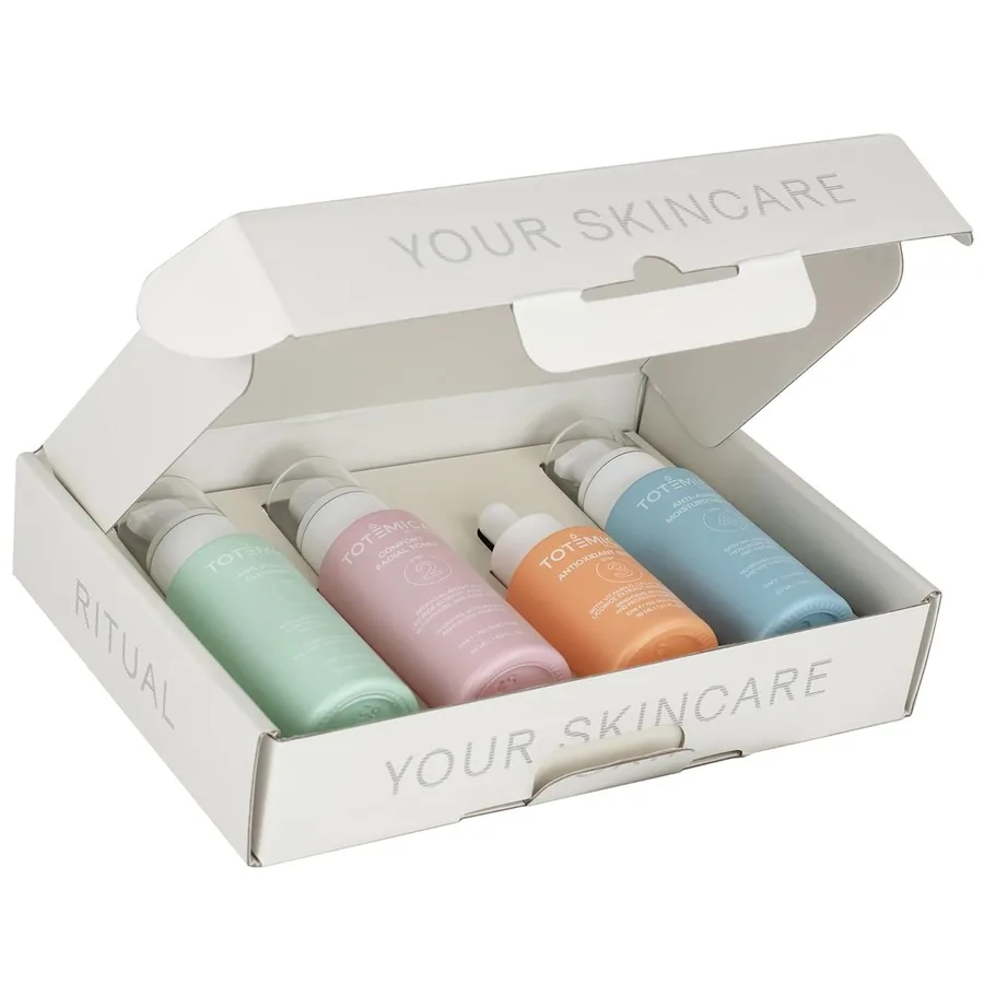 Custom skincare routine and product set boxes for multi-item cosmetic packaging