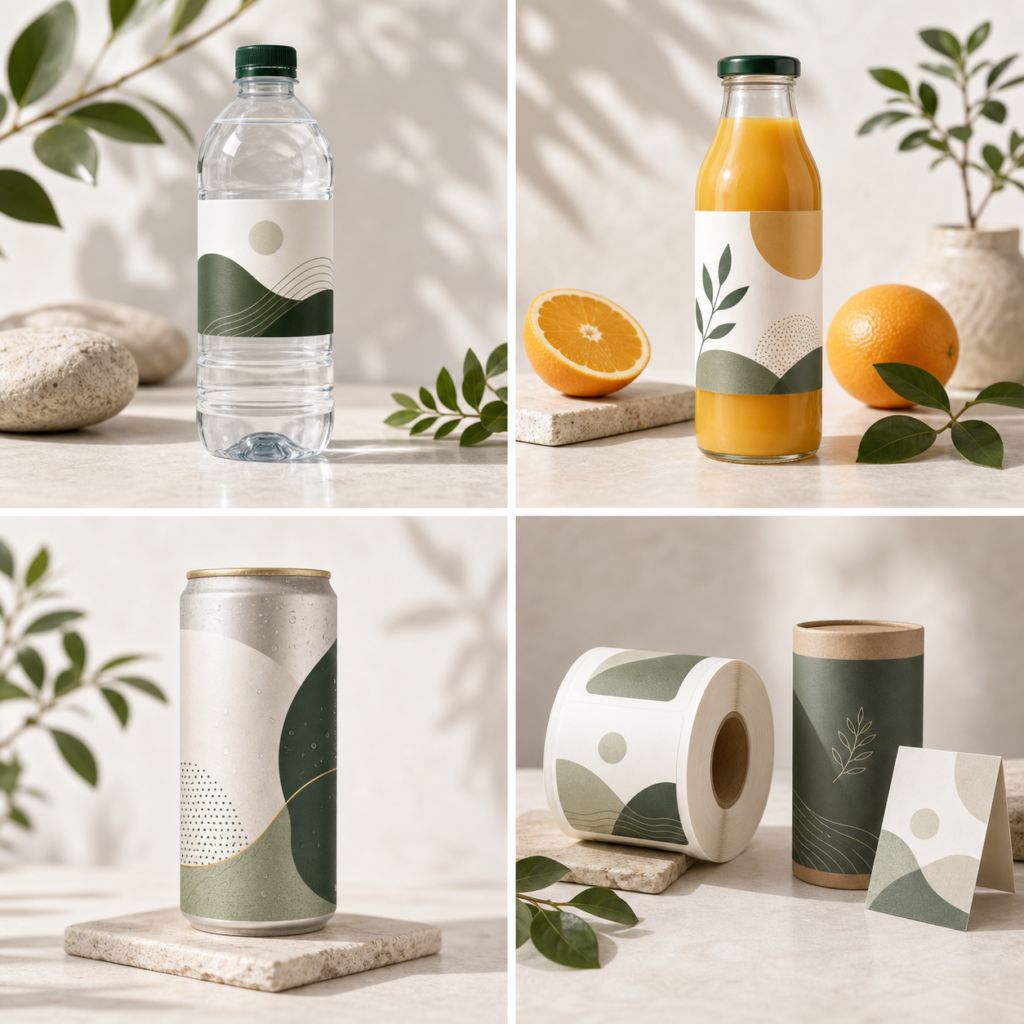 Beverage & Water Bottle Labels product labels and packaging set