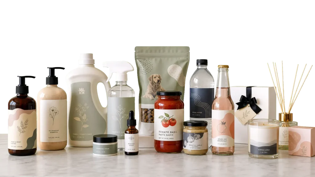 Custom product labels for bottles, jars and packaging projects