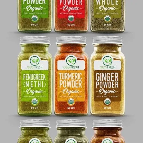 Food and condiment labels for sauces, seasonings and jar products