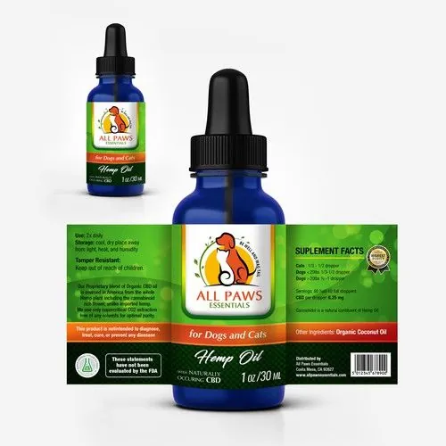 Pet product labels for food, treats, supplements and grooming SKUs